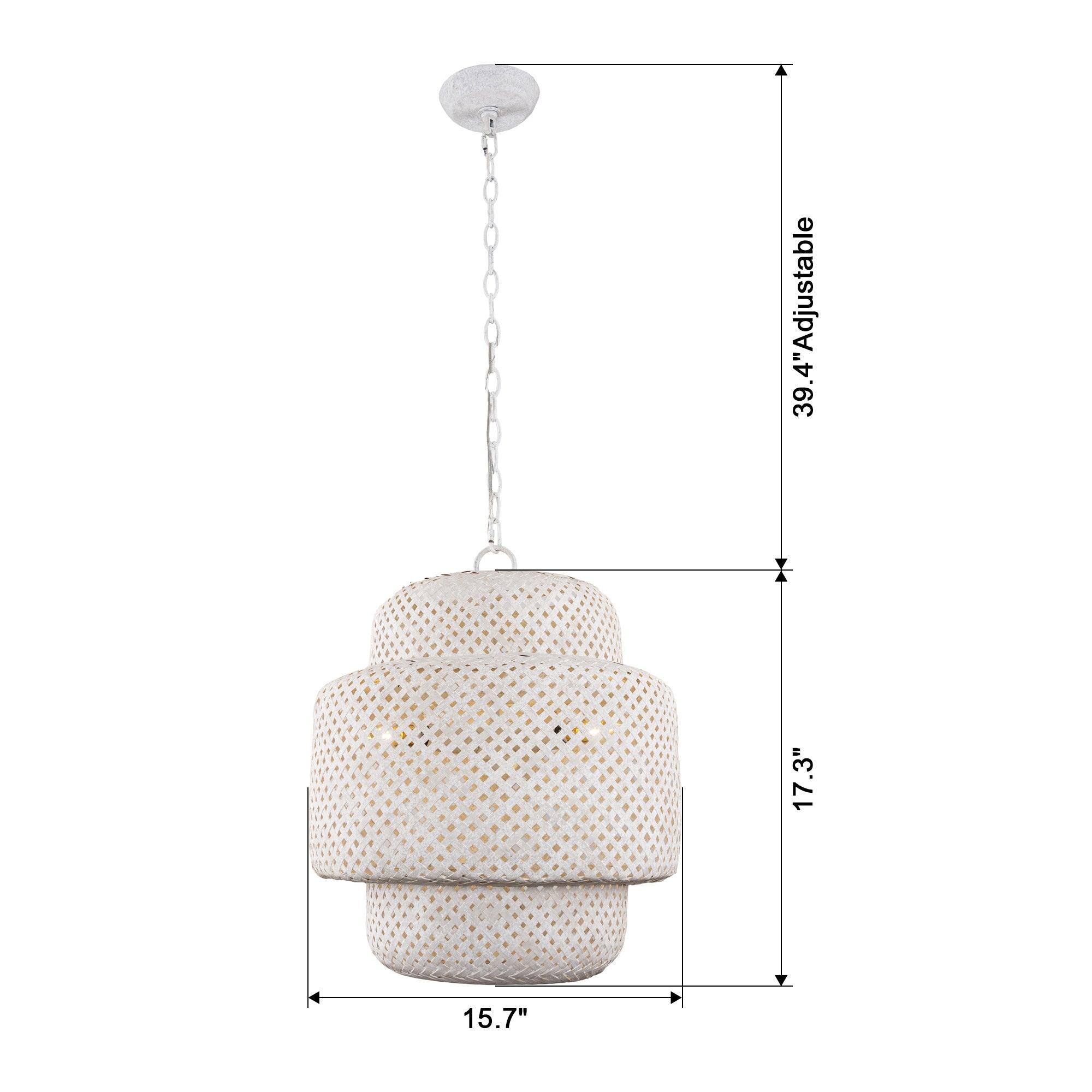 Rustic White Farmhouse Wabi-Sabi 3-Light Dry Rated Pendant Light