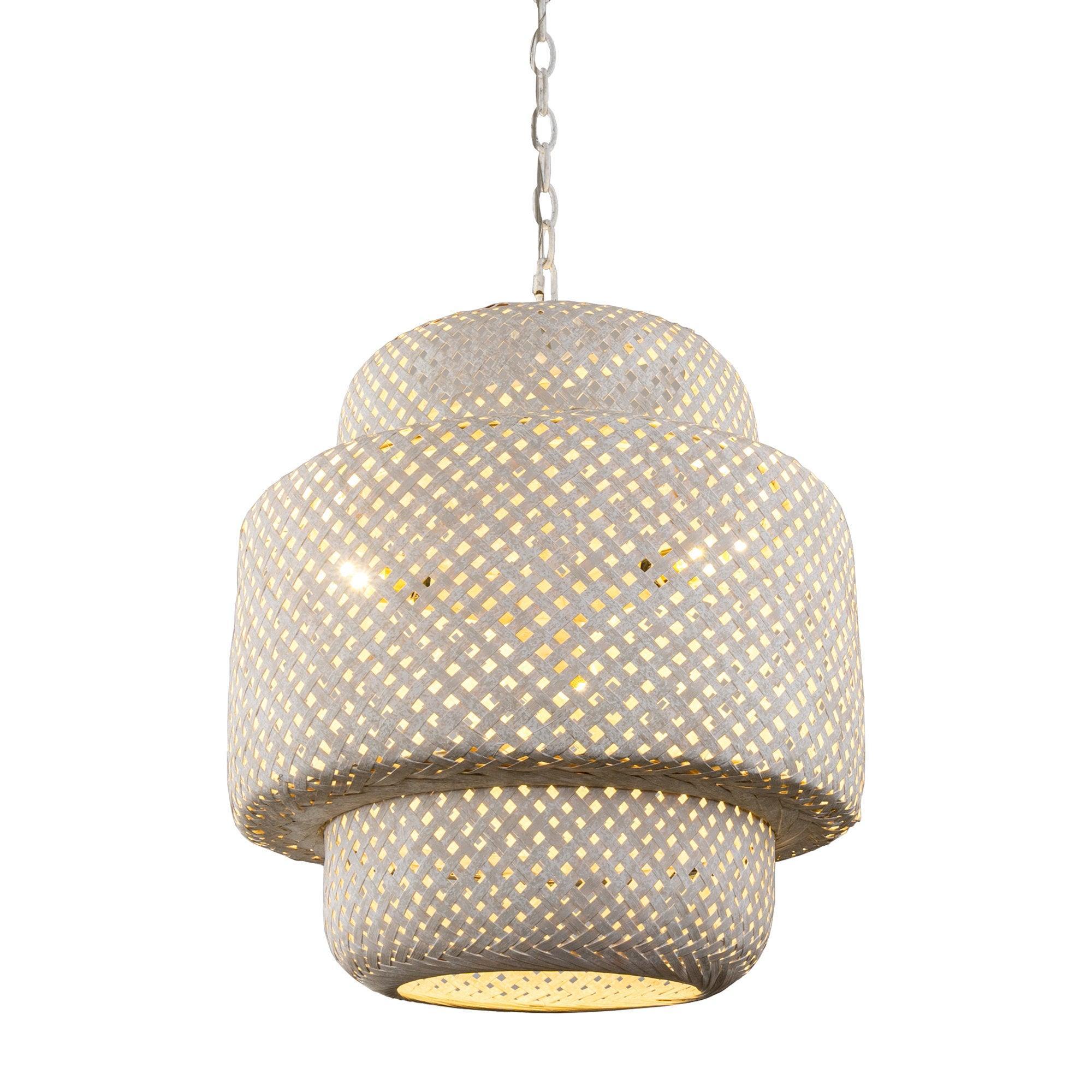 Rustic White Farmhouse Wabi-Sabi 3-Light Dry Rated Pendant Light