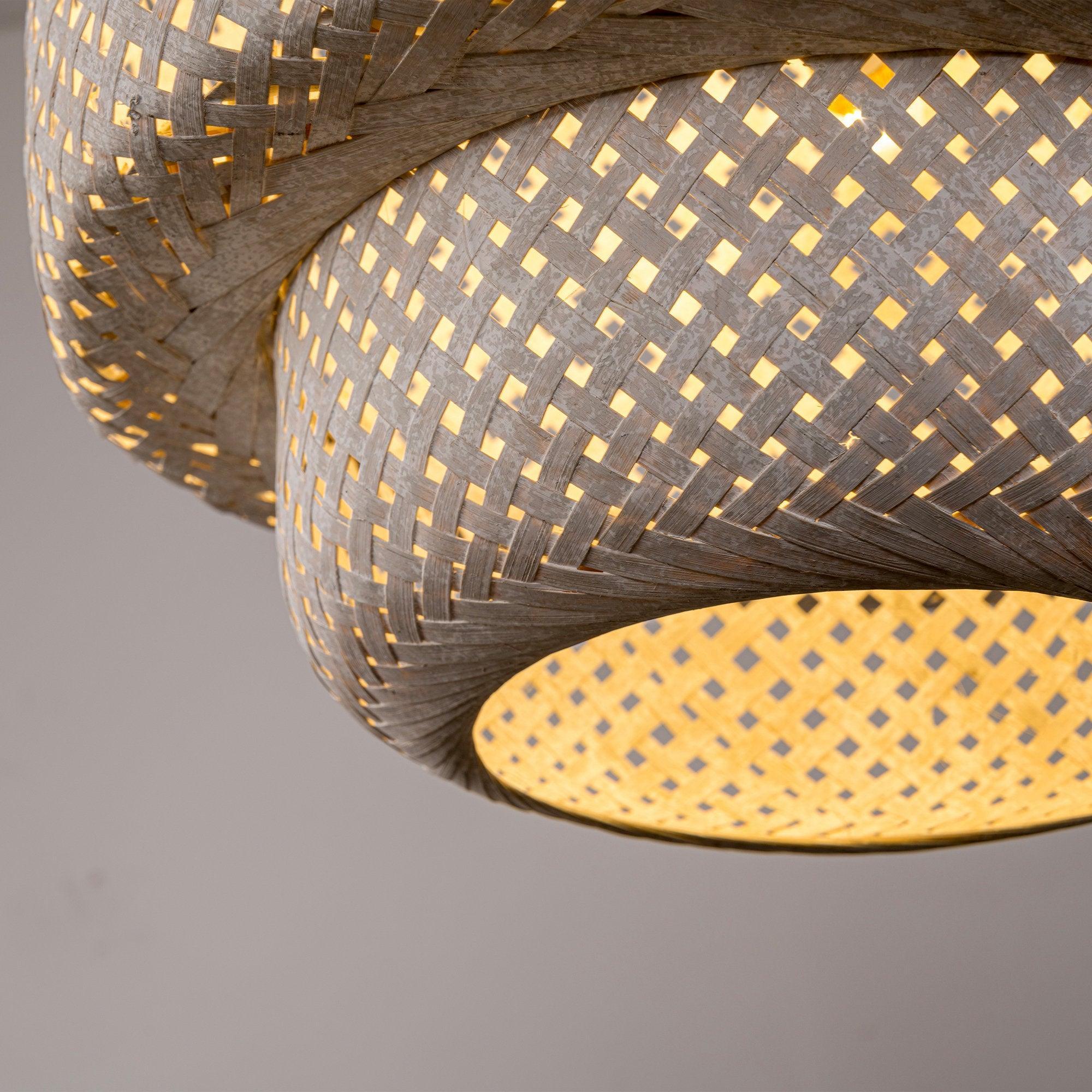 Rustic White Farmhouse Wabi-Sabi 3-Light Dry Rated Pendant Light