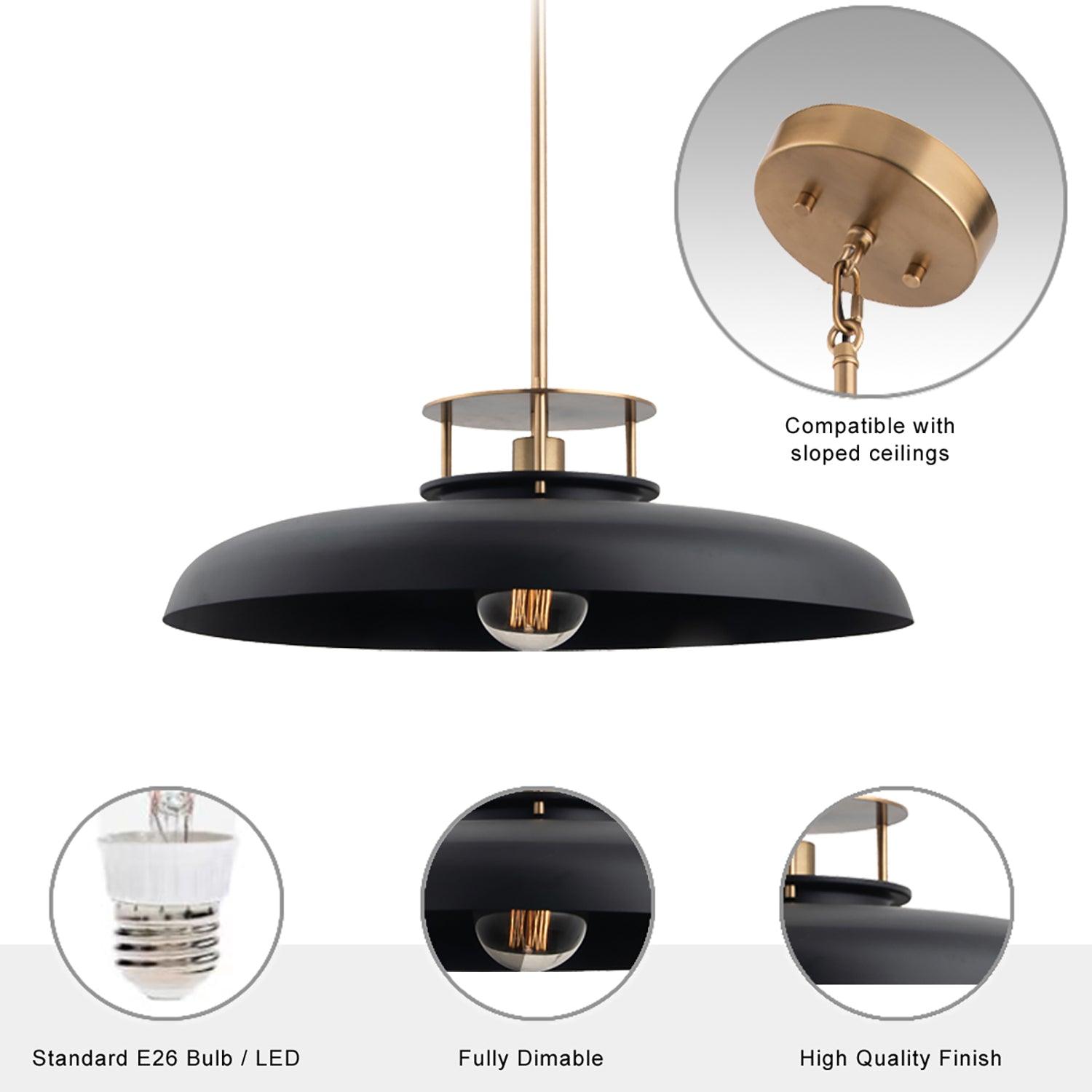 Beacon Modern Gold and Black 1-Light Pendant Light