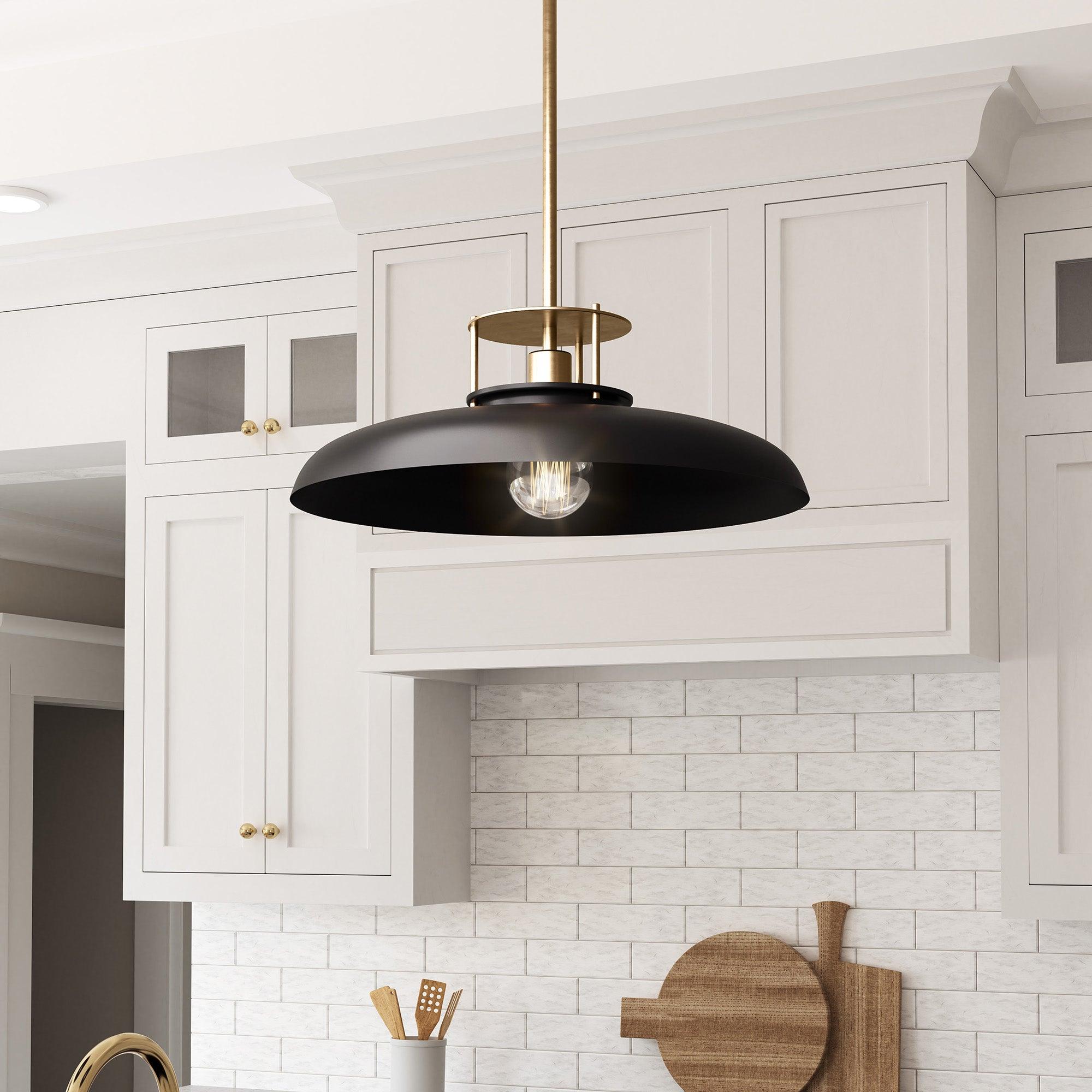 Beacon Modern Gold and Black 1-Light Pendant Light