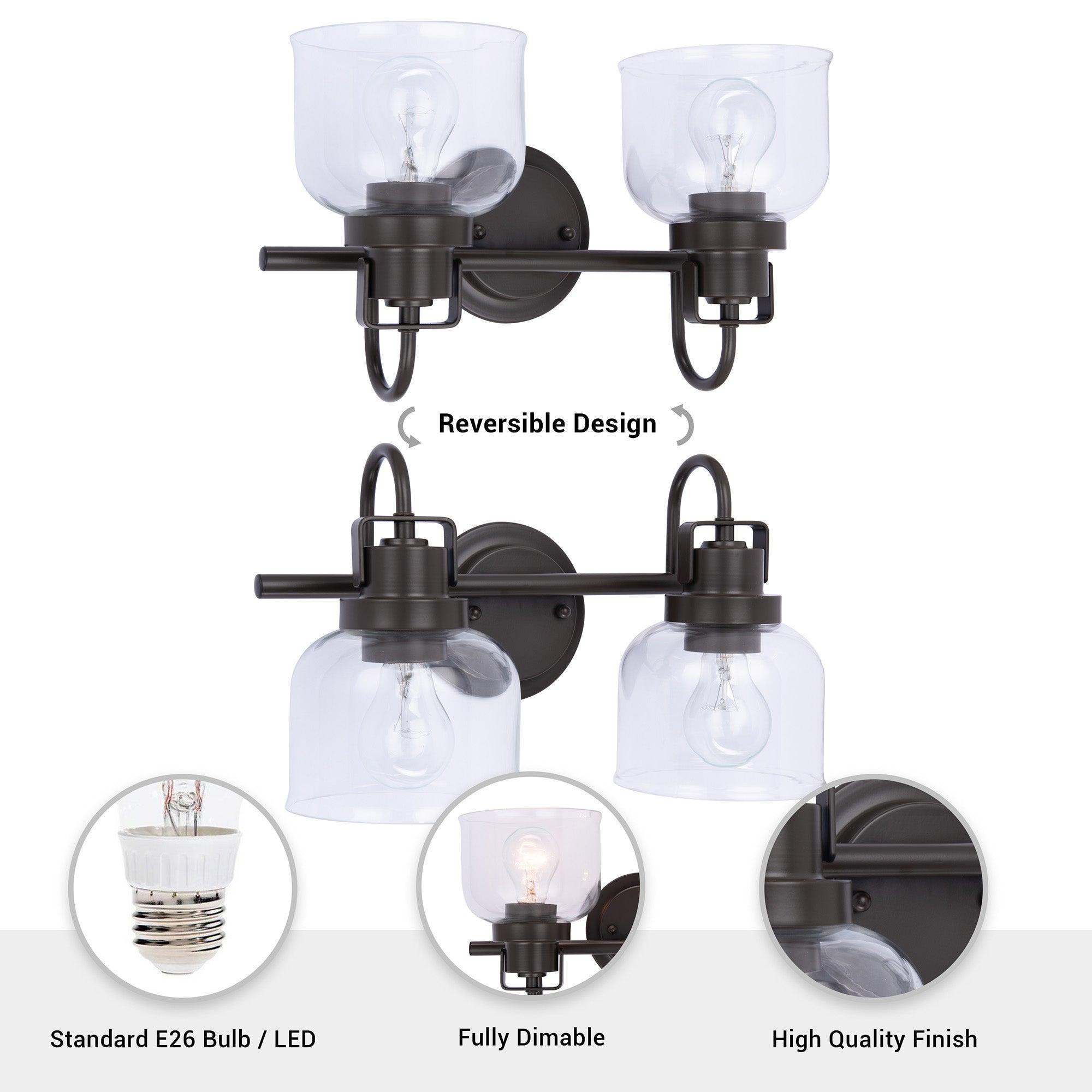 Brighton Dark Bronze 2-Light Dimmable Bathroom Vanity Light