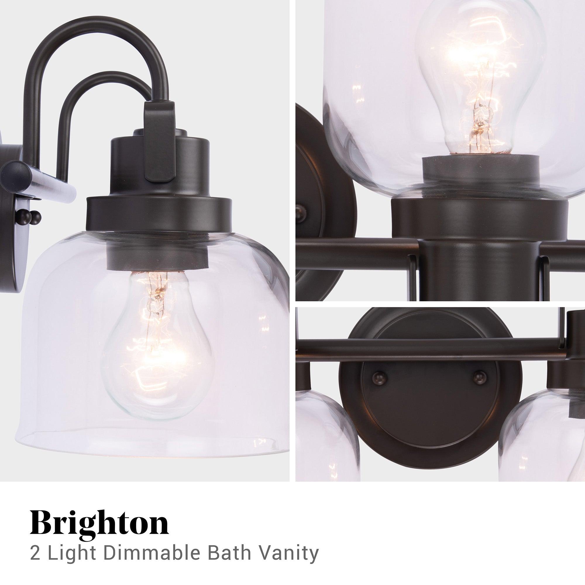 Brighton Dark Bronze 2-Light Dimmable Bathroom Vanity Light