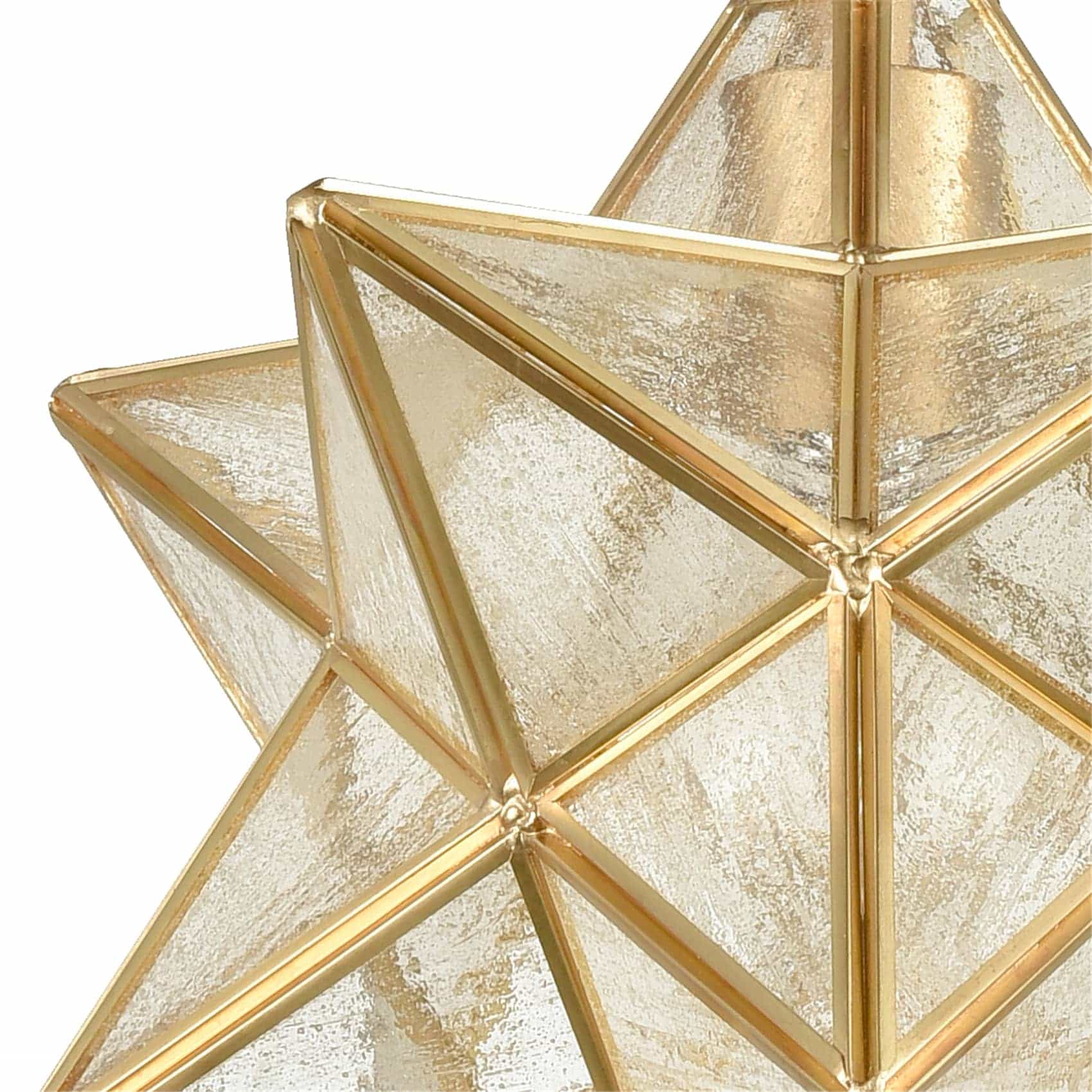 11-In Brass Moravian Star Pendant Light – Seeded Glass Shade