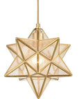 11-In Brass Moravian Star Pendant Light – Seeded Glass Shade