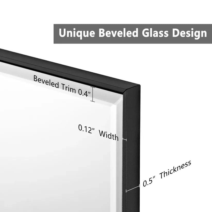 Black Aluminum Framed Reflections Sleek Modern Beveled Wall Mirror