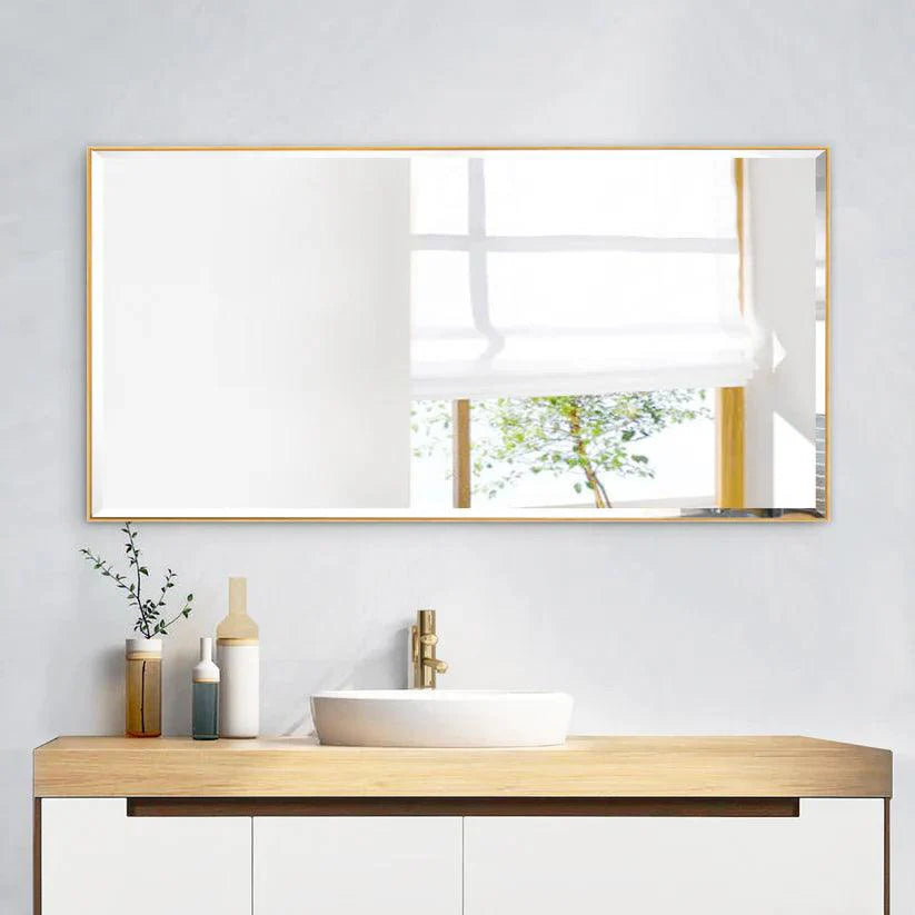 Black Aluminum Framed Reflections Sleek Modern Beveled Wall Mirror