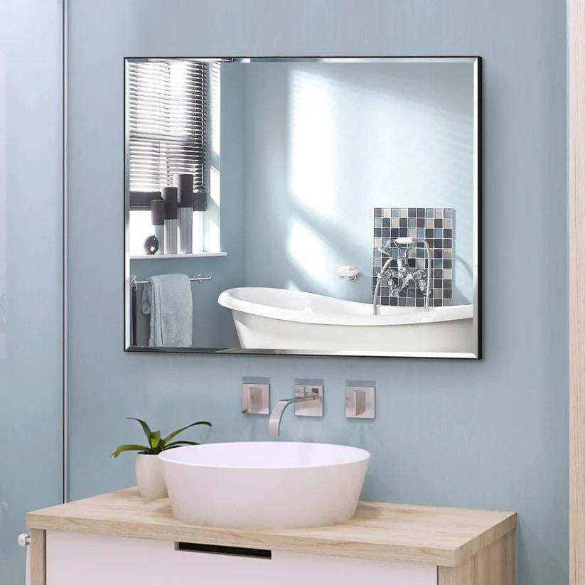 Black Aluminum Framed Reflections Sleek Modern Beveled Wall Mirror