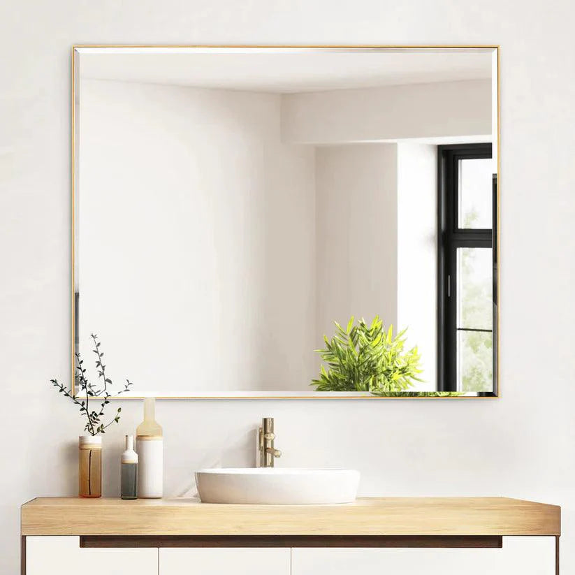 Black Aluminum Framed Reflections Sleek Modern Beveled Wall Mirror