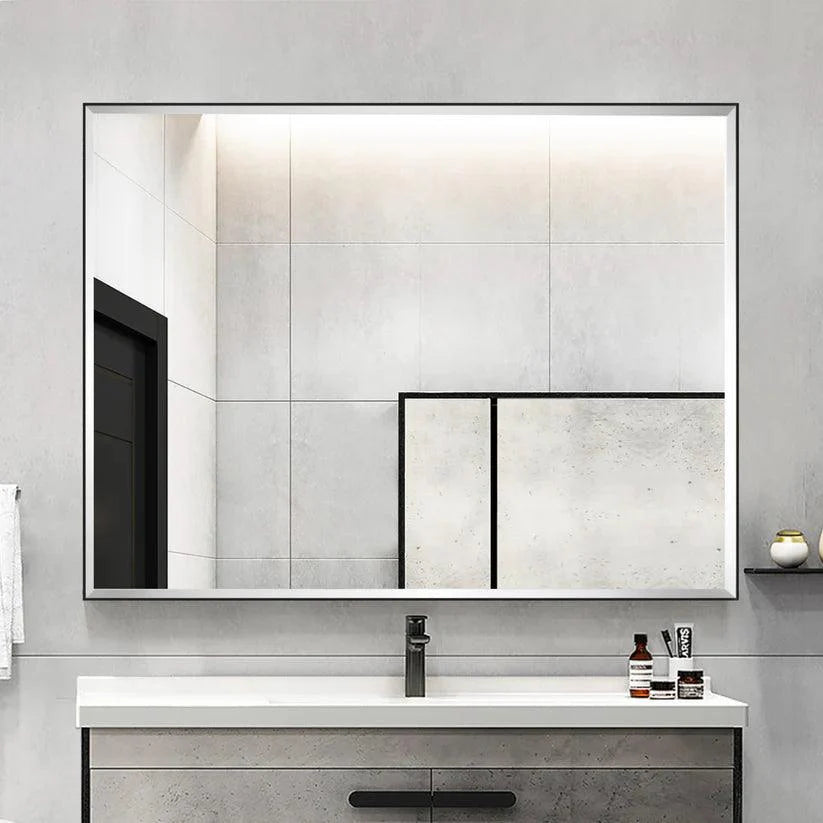 Black Aluminum Framed Reflections Sleek Modern Beveled Wall Mirror