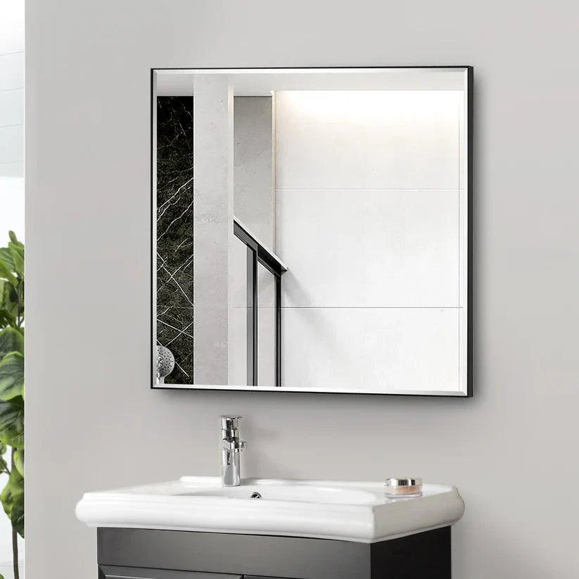 Black Aluminum Framed Reflections Sleek Modern Beveled Wall Mirror