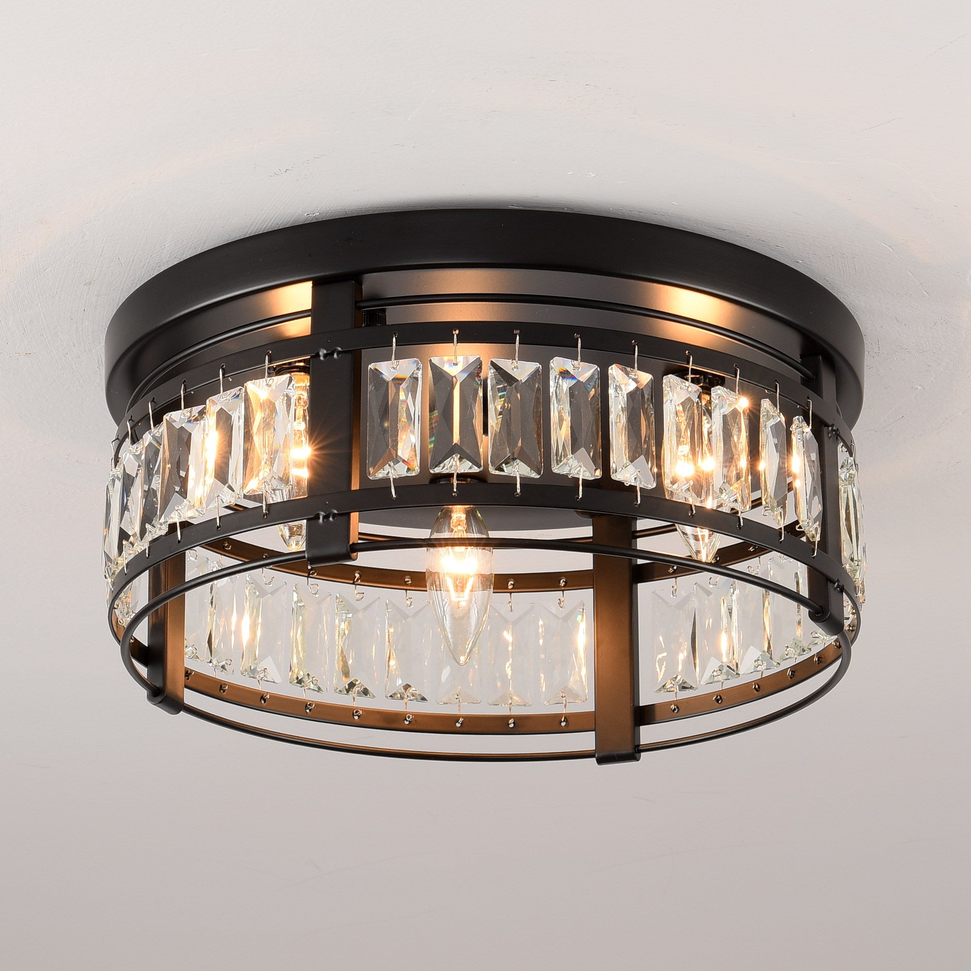 Modern Crystal 3 Light Flush Mount Ceiling Light