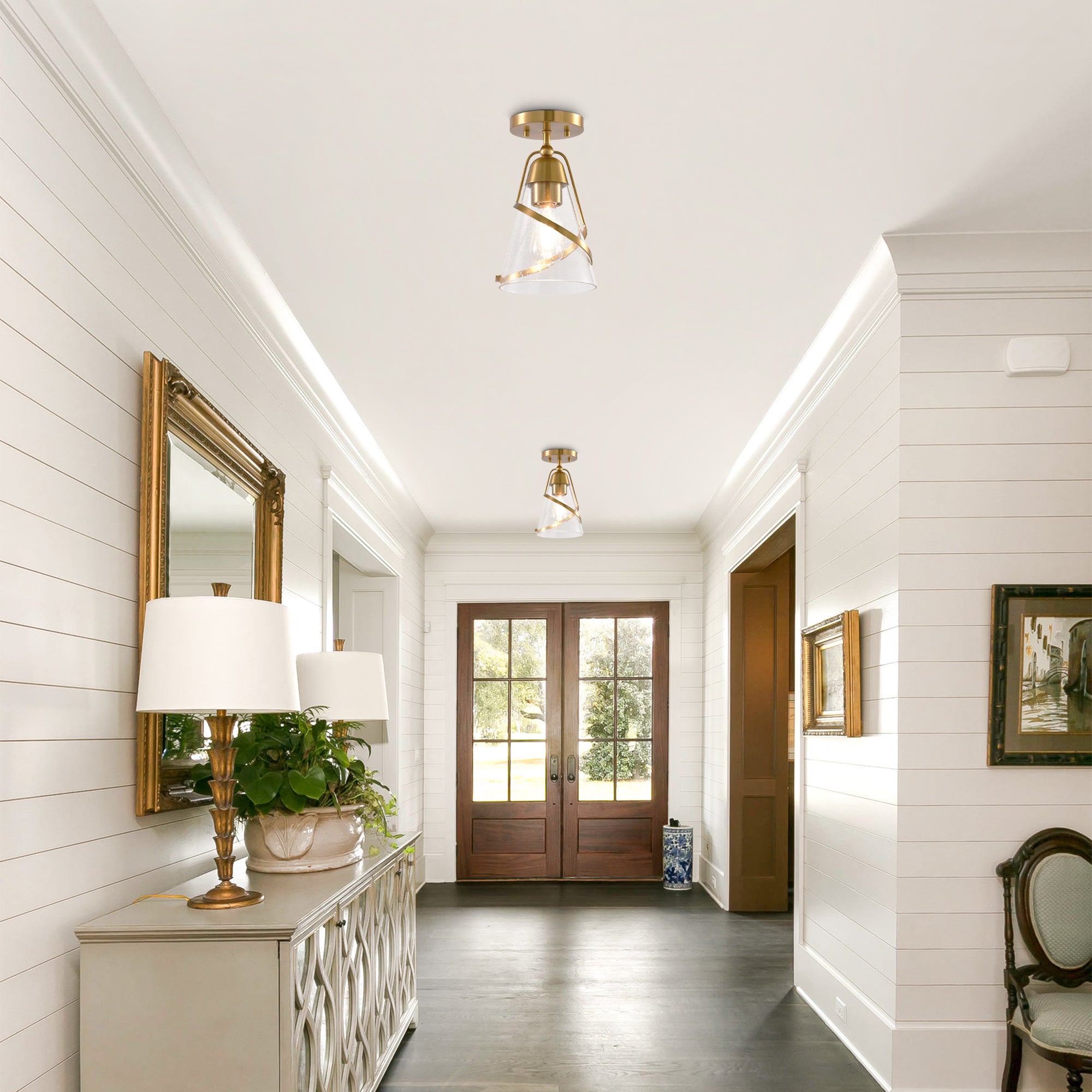 7 Inch Walker 1 Light Semi Flush Ceiling Light for Bedroom and Hallway