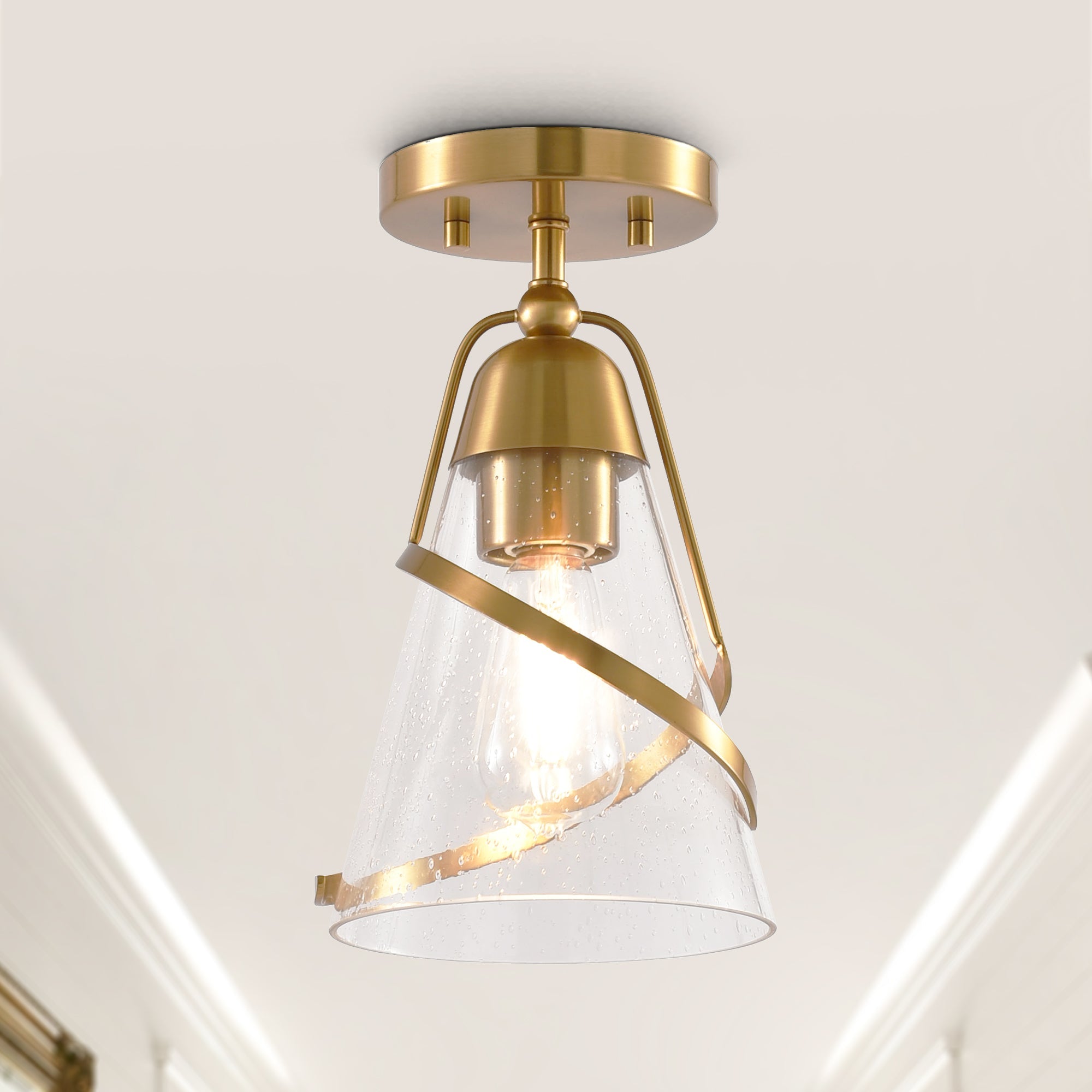 7 Inch Walker 1 Light Semi Flush Ceiling Light for Bedroom and Hallway