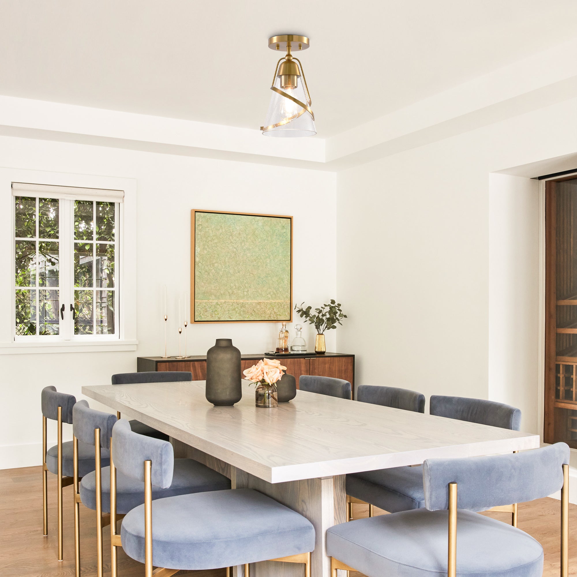 7 Inch Walker 1 Light Semi Flush Ceiling Light for Bedroom and Hallway