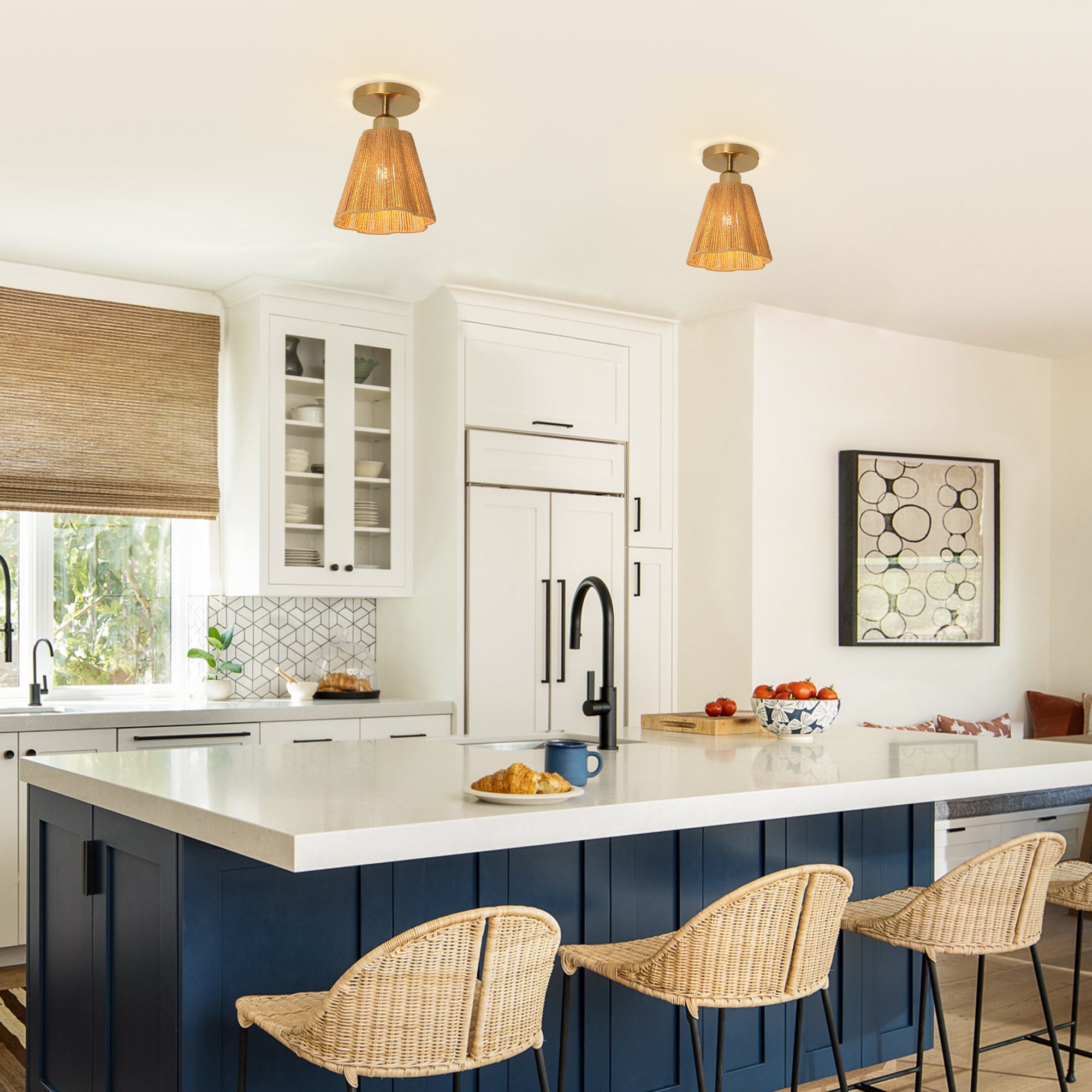 Yves 1 Light Semi Flush Mount Ceiling Light 7 Inch