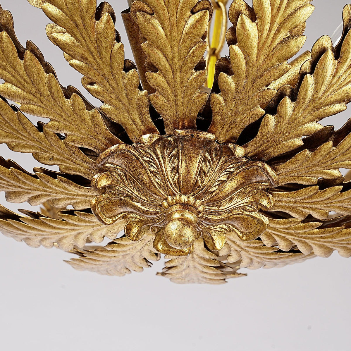 Belle 4-Light Botanical Gold Leaf Semi-Flush Chandelier