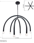 Caboche Mid Century Modern Black 6 Light Dimmable Chandelier