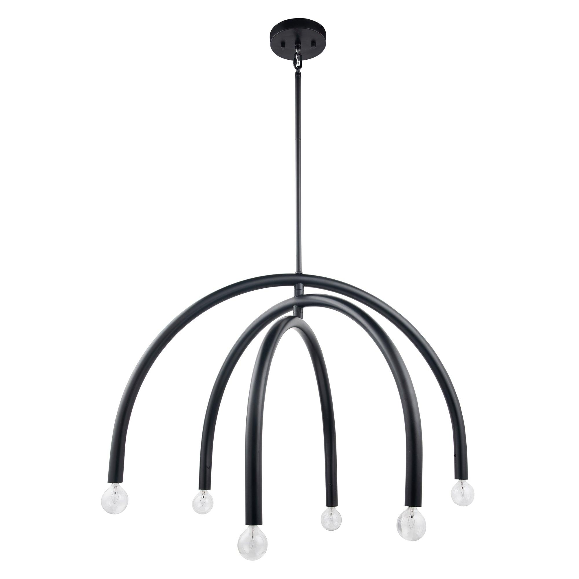 Caboche Mid Century Modern Black 6 Light Dimmable Chandelier