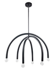 Caboche Mid Century Modern Black 6 Light Dimmable Chandelier