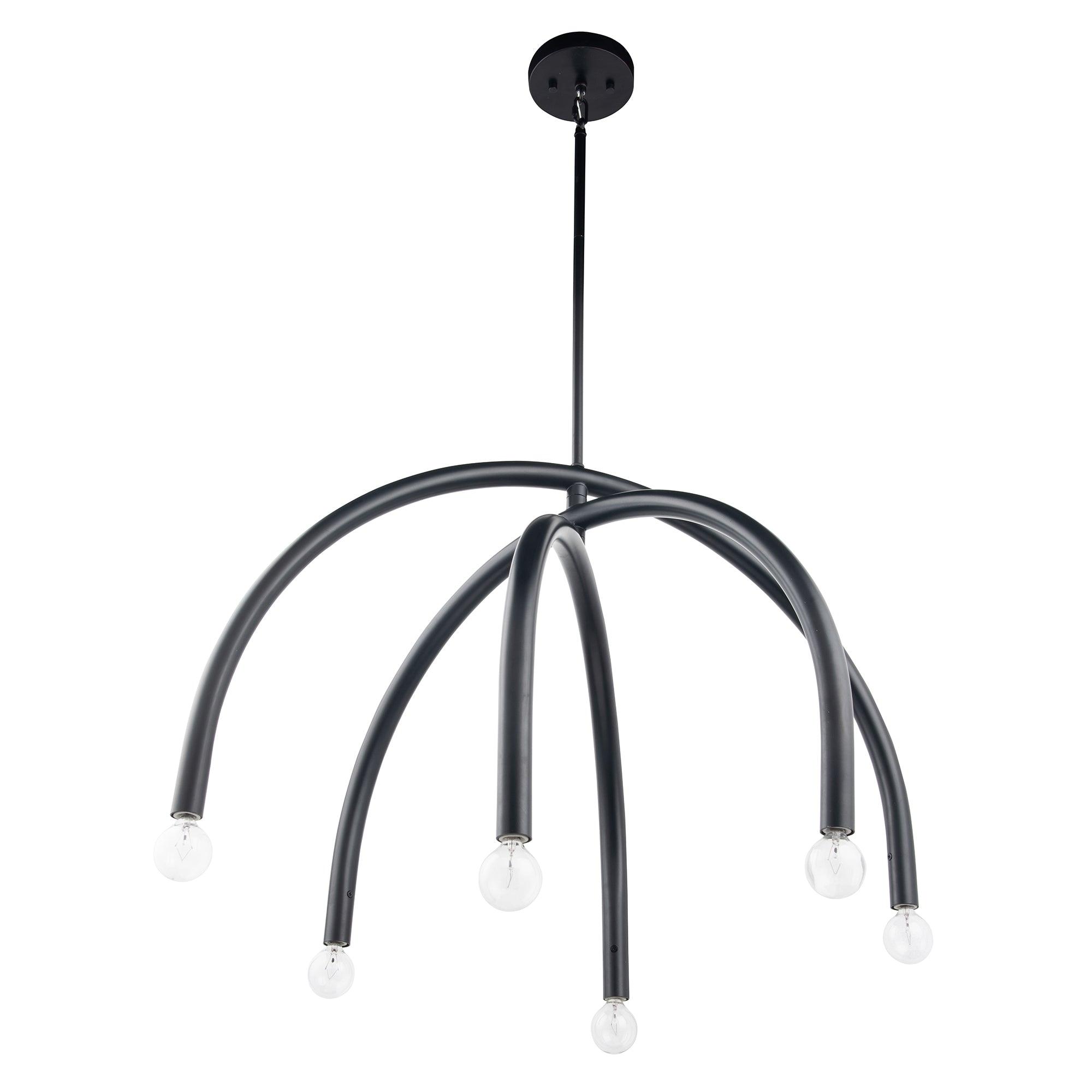 Caboche Mid Century Modern Black 6 Light Dimmable Chandelier