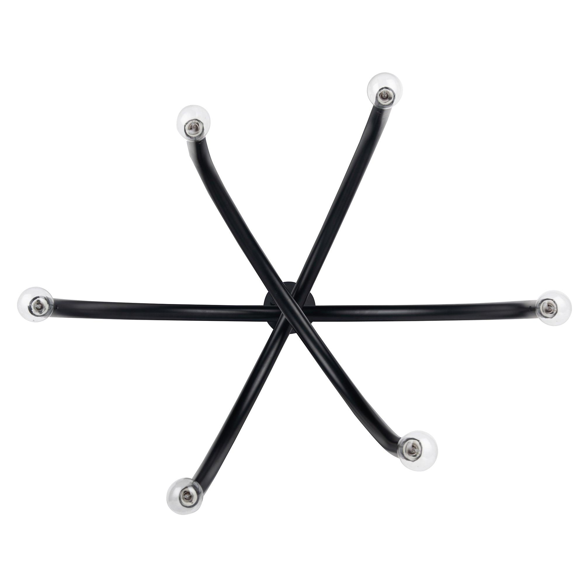 Caboche Mid Century Modern Black 6 Light Dimmable Chandelier