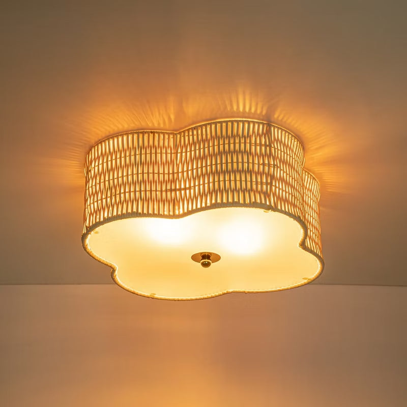 Cattleya 2-Light Handwoven Rattan Flush Mount Ceiling Light