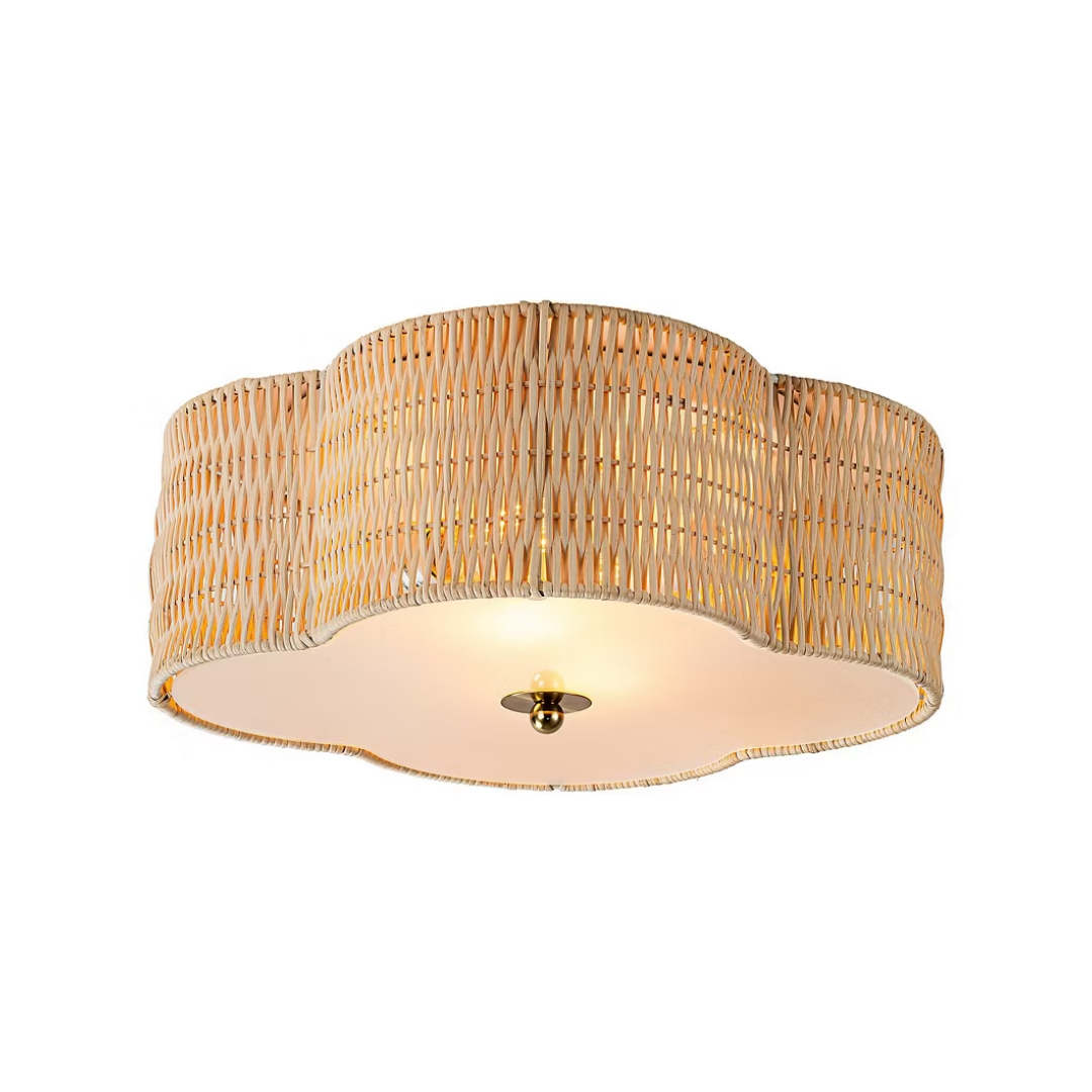 Cattleya 2-Light Handwoven Rattan Flush Mount Ceiling Light