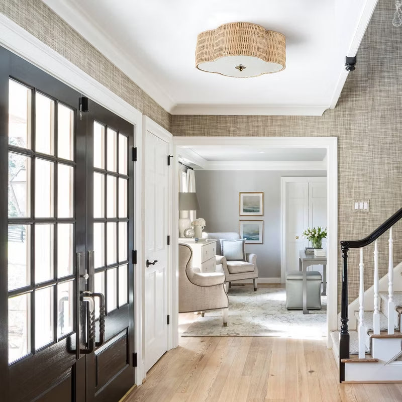 Cattleya 2-Light Handwoven Rattan Flush Mount Ceiling Light