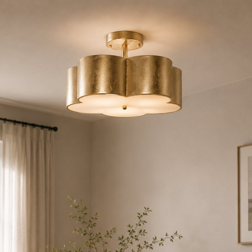 Modern Gold 3-Light Semi Flush Mount Ceiling Light