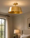 Modern Golden 3-Light Semi Flush Mount Light