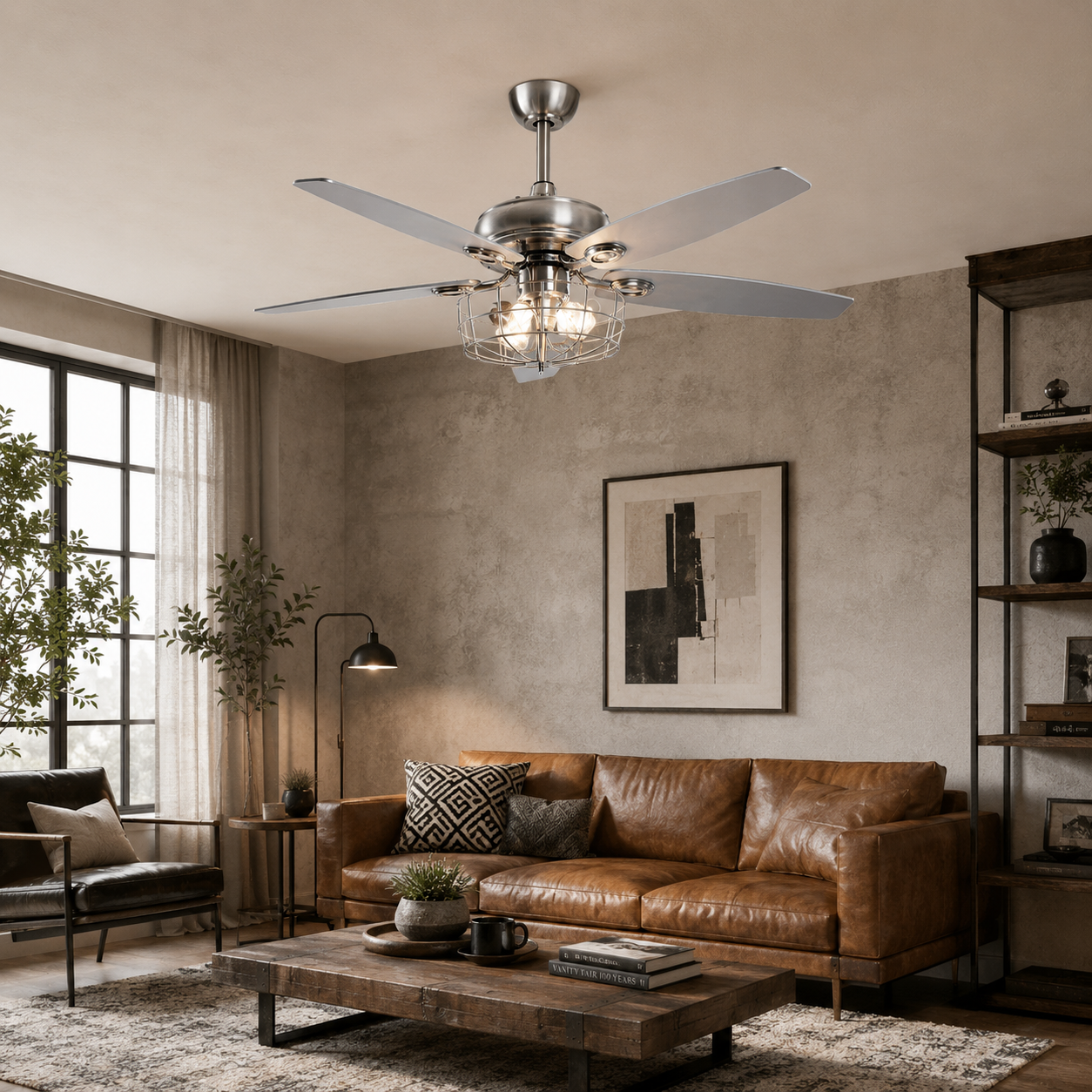 52" Kyla Industrial Caged Ceiling Fan