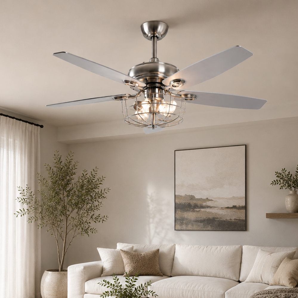 52" Kyla Industrial Caged Ceiling Fan