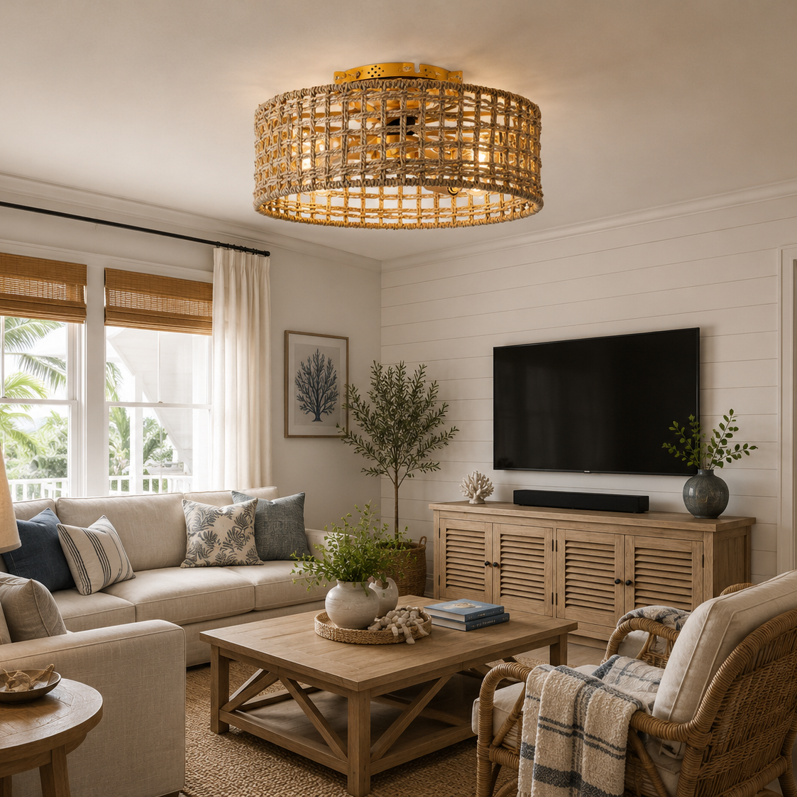 18 Inch Rattan Farmhouse Gold Ceiling Fan