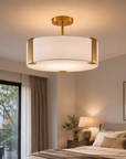 Ella 3-Light 14-Inch Electroplate Golden Semi-Flush Ceiling Light