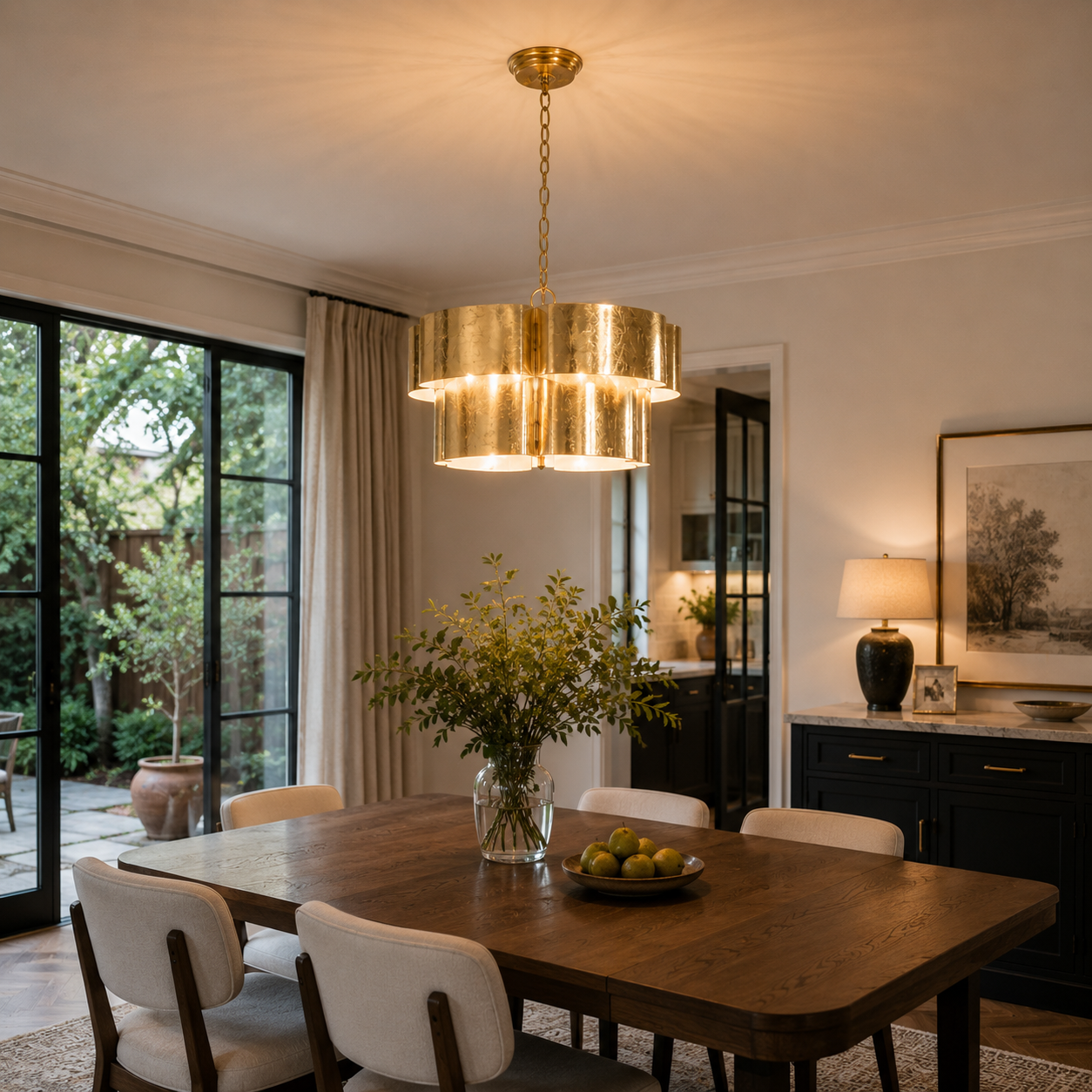 Industrial Farmhouse Golden 5-Light Iron Pendant Light
