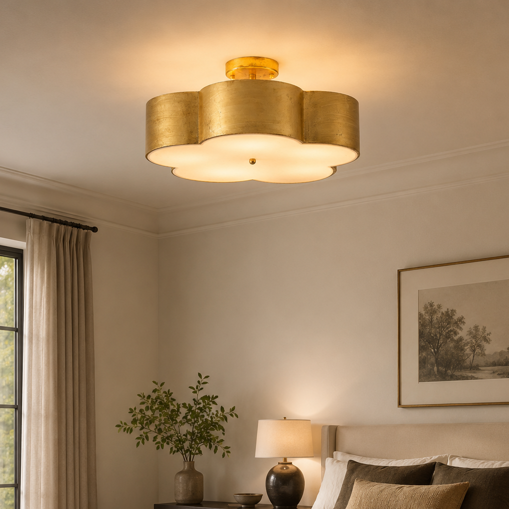 Joyce 5 Light Golden Semi Flush 20 Inch Flush Mount Ceiling Light