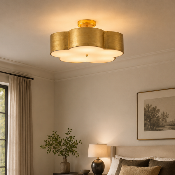 Joyce 5 Light Golden Semi Flush 20 Inch Flush Mount Ceiling Light