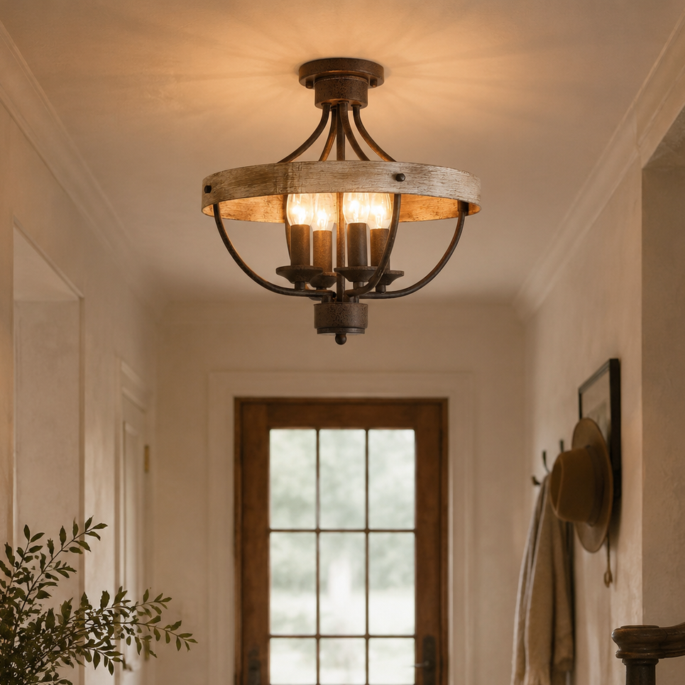 Industrial 4-Light Ceiling Light