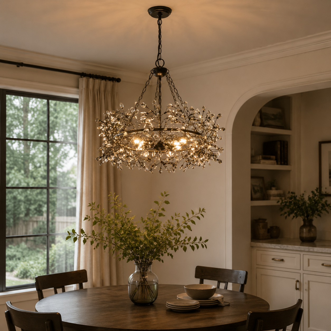 31" Saxon Crystal Black Ornament Chandelier