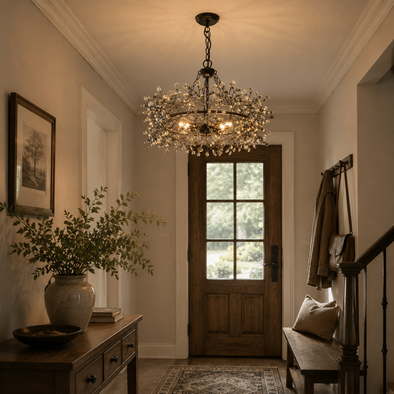 31" Saxon Crystal Black Ornament Chandelier