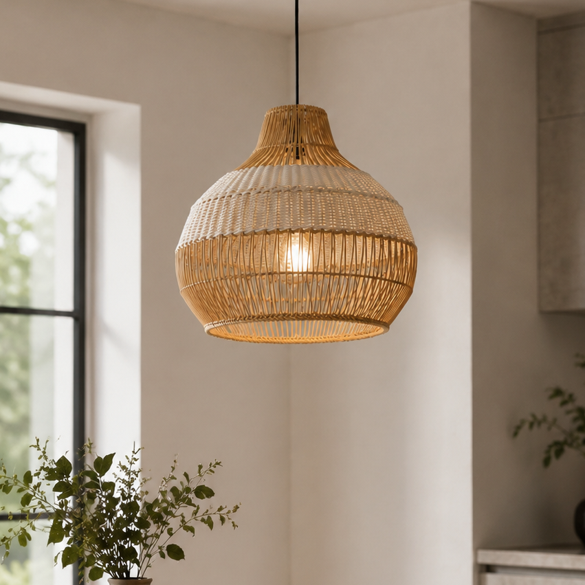 17" Yale Bohemian Rattan Pendant Light