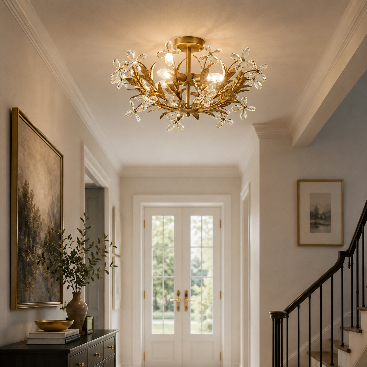 24" Quintion Crystal Ceiling Light
