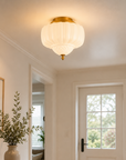 3-Light Flush Mount Ceiling Light in Gold Brass Finish