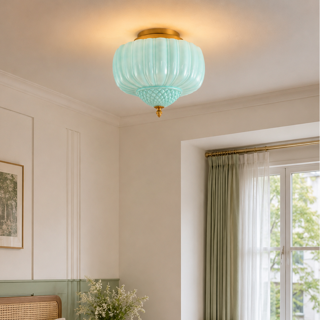 3-Light Flush Mount Ceiling Light in Gold Brass Finish