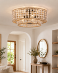 Farmhouse Wood Beaded 3-Light Flush Mount Ceiling Light