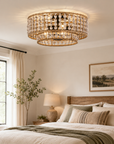 Farmhouse Wood Beaded 3-Light Flush Mount Ceiling Light