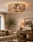Farmhouse Wood Beaded 3-Light Flush Mount Ceiling Light
