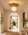 Iris 1 Light Modern Golden Semi Flush Mount Ceiling Light 18 Inch