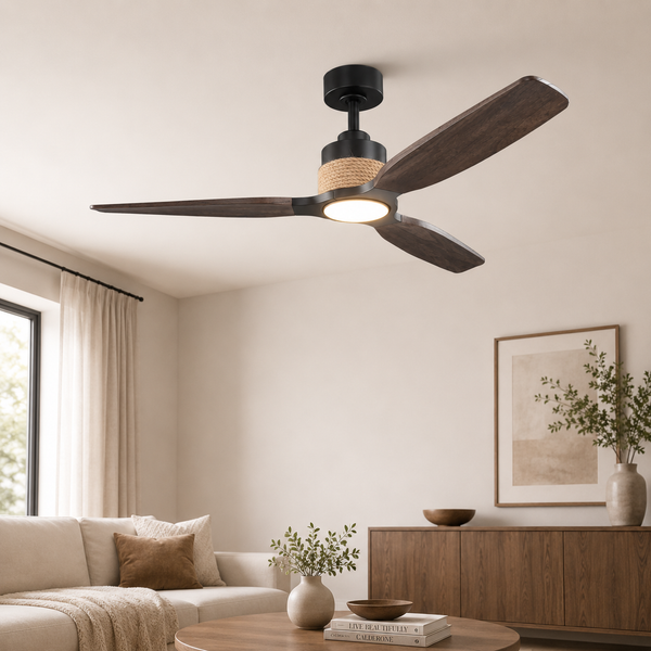 56" Louise Wood Blades LED Ceiling Fan